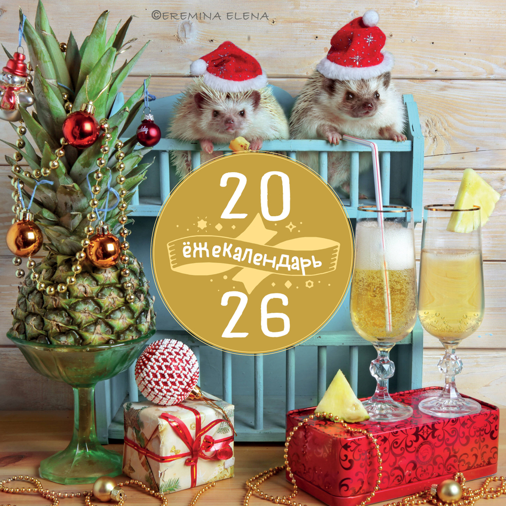 Ёжекалендарь. Ананасное настроение. Календарь настенный на 2026 год (300х300)