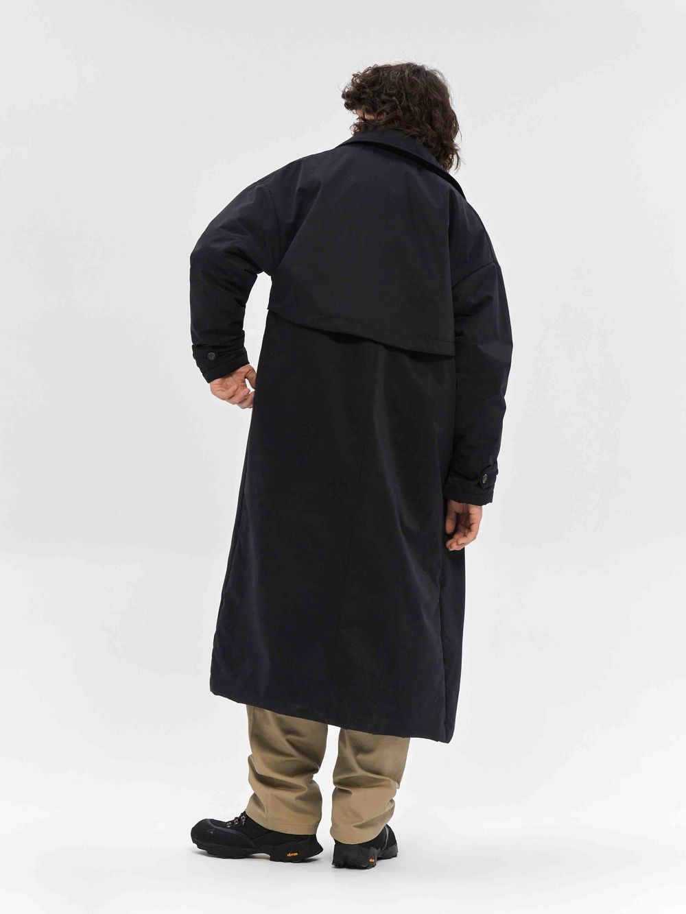 Плащ FOS Длинный Утепленный Мужской черный