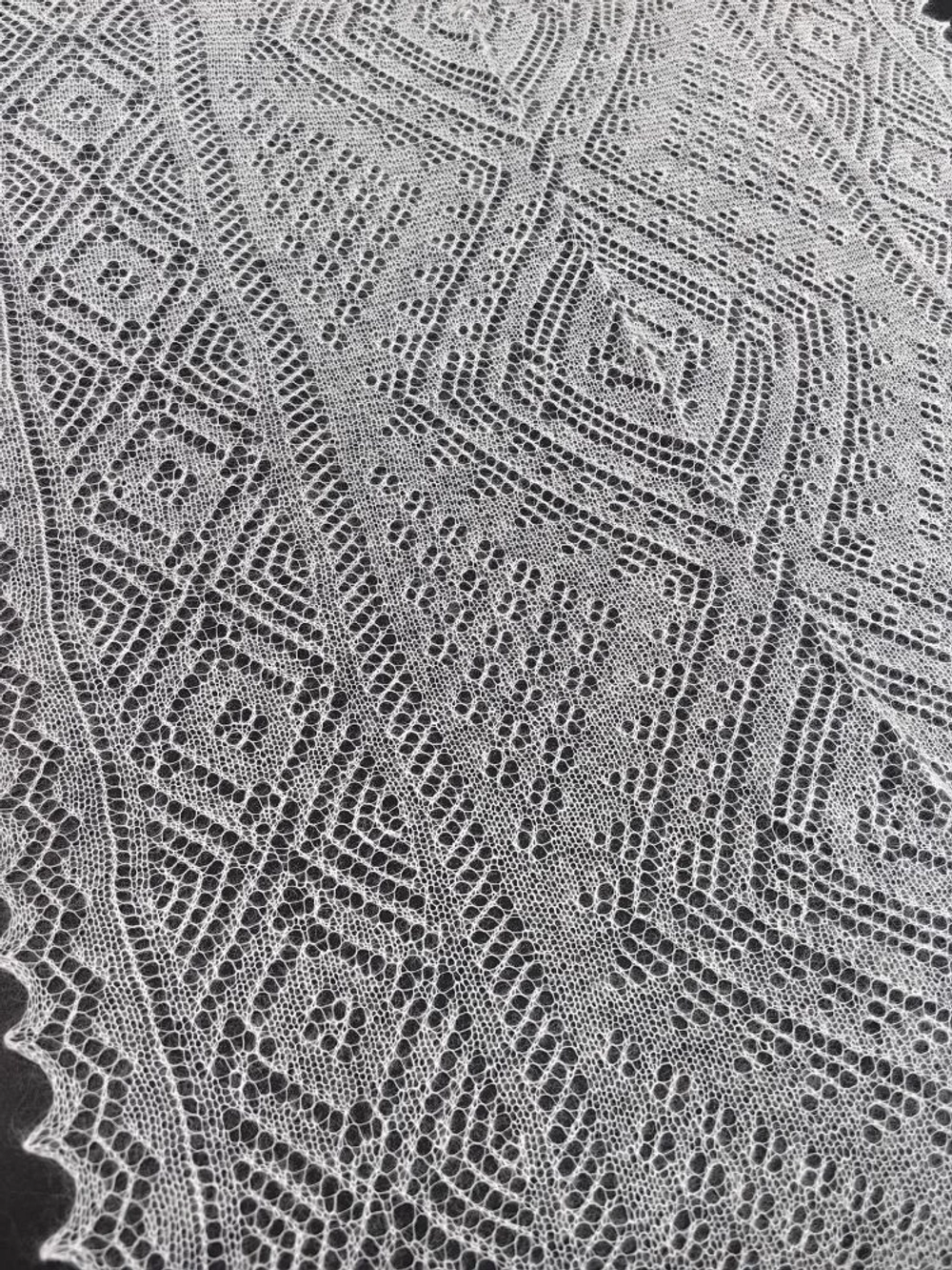 Оренбургский пуховый палантин А14060-02 экрю