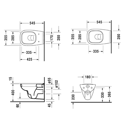 Унитаз подвесной Duravit D-Code, белый 253509 00 002