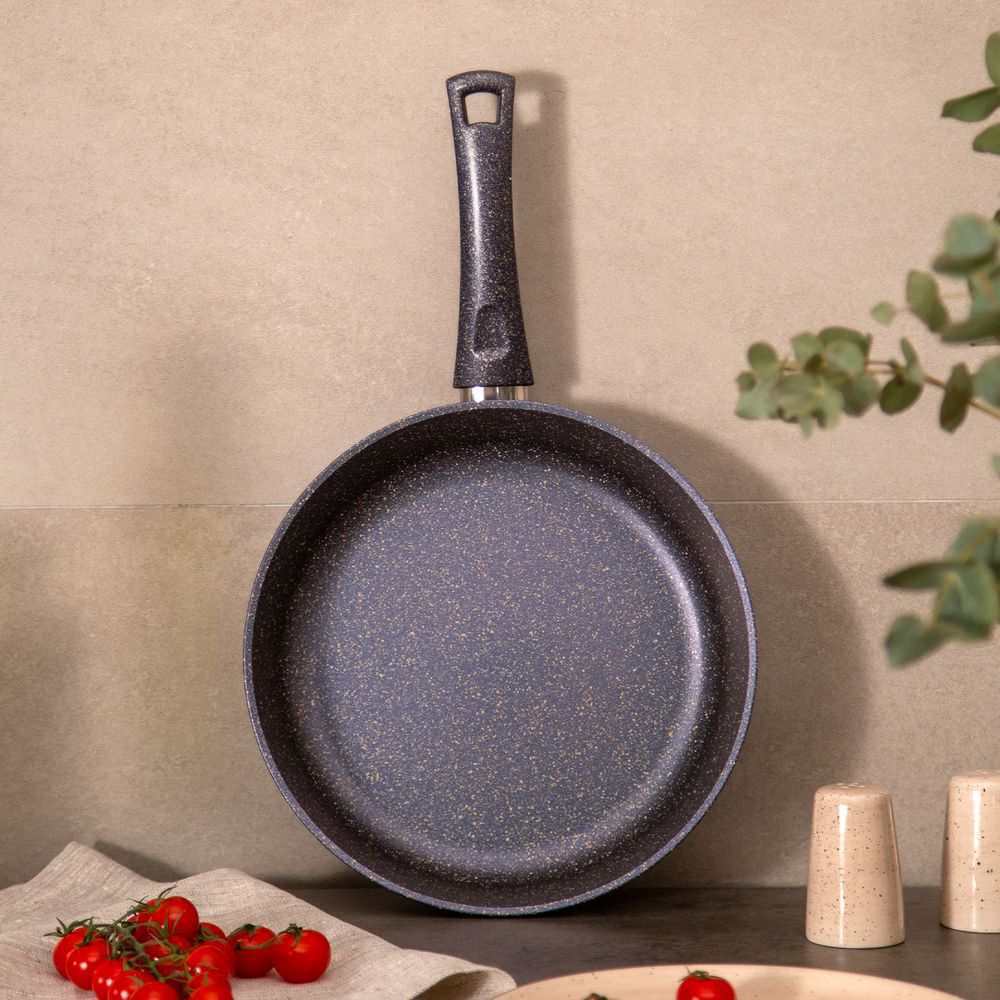 СКОВОРОДА AGNESS ГЛУБОКАЯ С АНТИПРИГАРНЫМ "МРАМОРНЫМ" ПОКРЫТИЕМ, СЕРИЯ GRANITE, 26Х6,5СМ