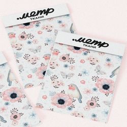 Ткань шифон акварельные нежные птички