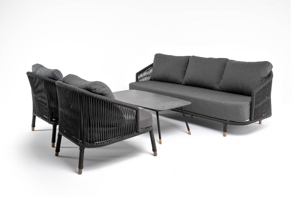 "Верона" лаунж-зона 5-местная плетеная из роупа (веревки), каркас алюминиевый темно-серый, роуп темно-серый