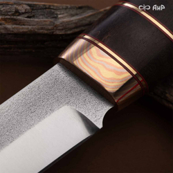 Нож АиР Саамский малый (стаб. к. береза, D2, мокуме, ножны авторские)