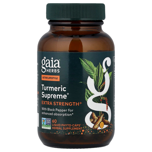 Gaia Herbs, Turmeric Supreme®, 60 капсул с жидкостью Liquid Phyto-Caps