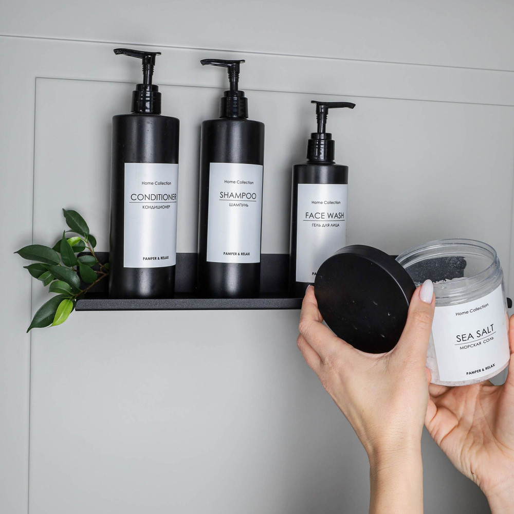 Полка MetaDec Plain настенная прямая, 40х10см черная, металл, 1шт