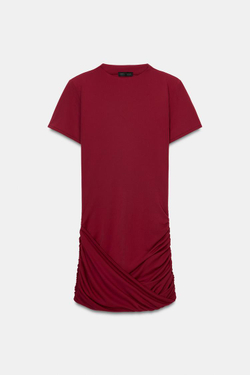 ZARA ПЛАТЬЕ ДРАПИРОВАННОЕ С ПОДПЛЕЧНИКАМИ, КРАСНЫЙ