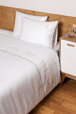 Постельное белье 2 спальное евро Luxberry Ballet бело-золотое