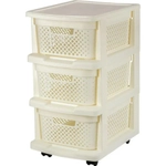 Комод Plast Team STOCKHOLM с корзинами на колесиках трехсекционный 37х56,3см молочный т