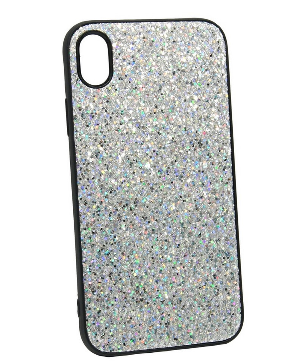 Чехол Case Rainbow на iPhone X/XS (блестки и стразы-серебро) 5