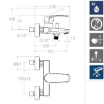 Смеситель для ванны NEW FLY 570502SNM чёрный