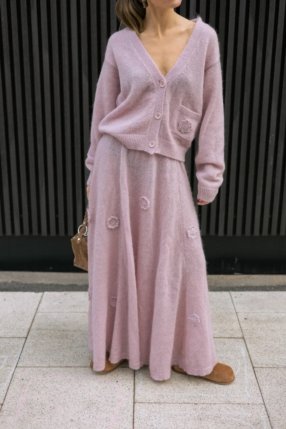 Лиловая юбка из мохера