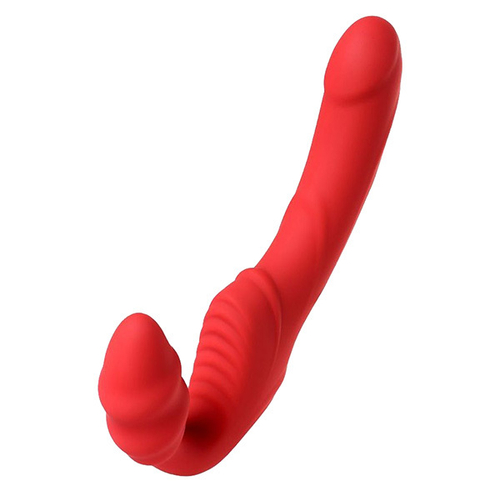 Красный безремневой двусторонний страпон 35см с вибрацией ToyFa Black&Red 901408-9