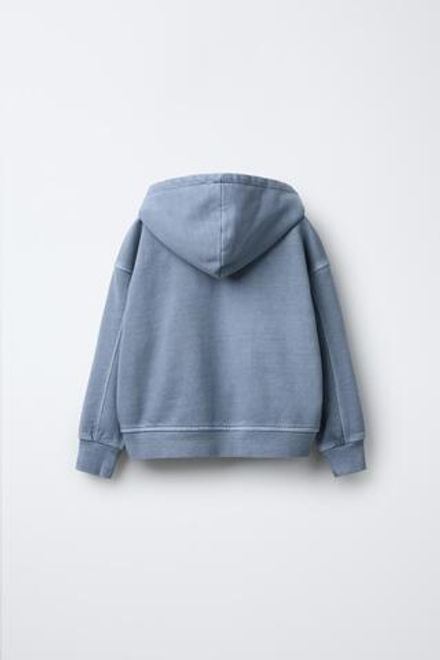 ZARA ХУДИ ИЗ ТКАНИ С ЭФФЕКТОМ ПОТЕРТОСТИ, СИНИЙ
