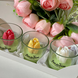 Набор ароматических свечей Белый, Желтый и Красный тюльпаны