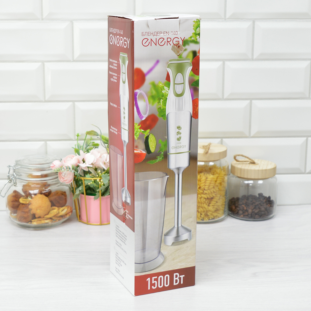 Блендер погружной ENERGY EN-140, 1500Вт, 2 скорости, стакан для смешивания