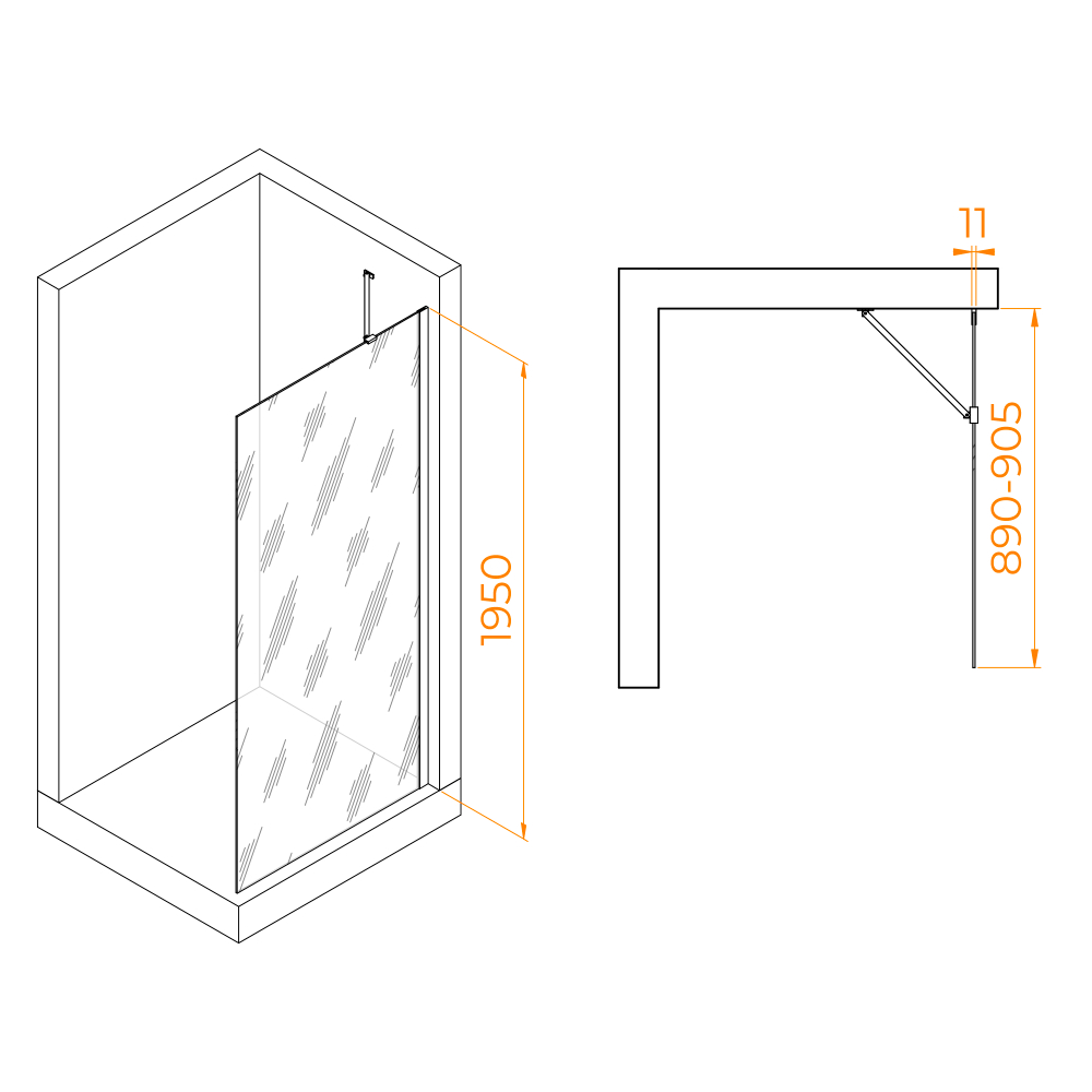 Душевая перегородка RGW WA-102B (Прозрачное, 900)