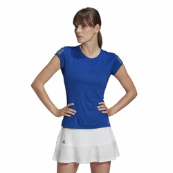 Женская теннисная футболка Adidas W Club 3 Stripes Tee - небесный