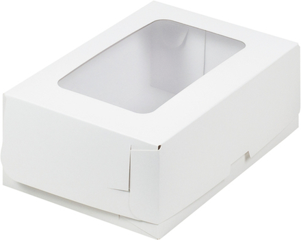 Коробка для тортов и пирожных с окном 190*130*75 мм (белая)