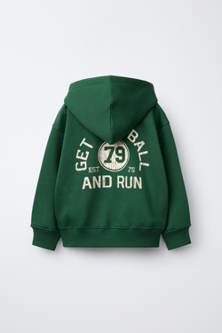 ZARA ХУДИ С НАДПИСЬЮ, ЗЕЛЕНЫЙ