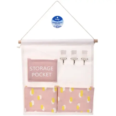 Карман настенный подвесной 3 отделения «ИДЕЯДОМА», принт пудровый, 30*34см (лейбл Селфи)