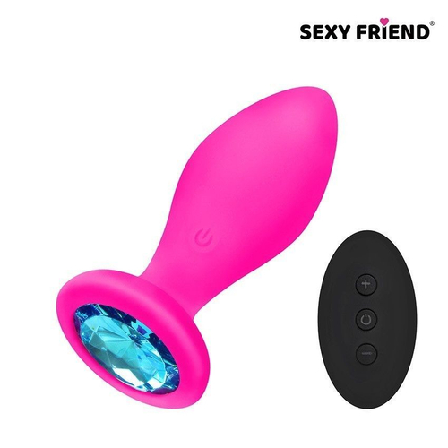 Анальная вибровтулка Sexy Friend, 8,5 см, с пультом ДУ и кристаллом