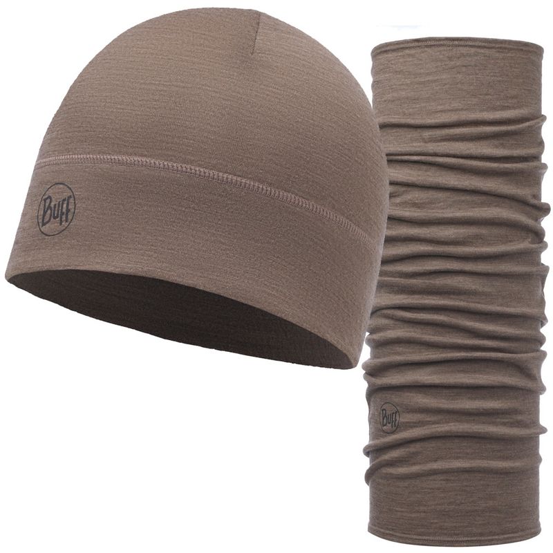 Комплект шапка шарф из шерсти Buff Solid Walnut Brown Фото 1