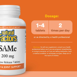 Natural Factors, SAMe, 200 мг, 30 таблеток медленного высвобождения