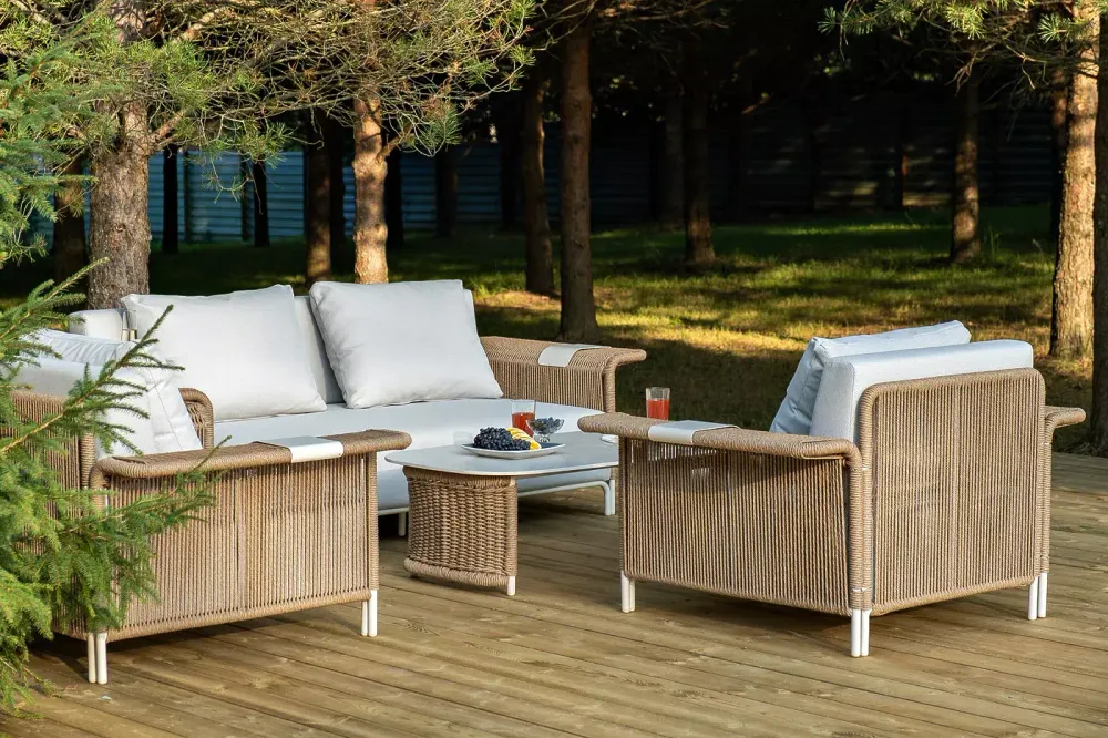 "Мальдивы" лаунж-зона из искусственного ротанга, цвет соломенный