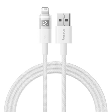 USB-A - Lightning Кабель Baseus Display 2 Charging+Data 2.4A 1-2m - Moon White