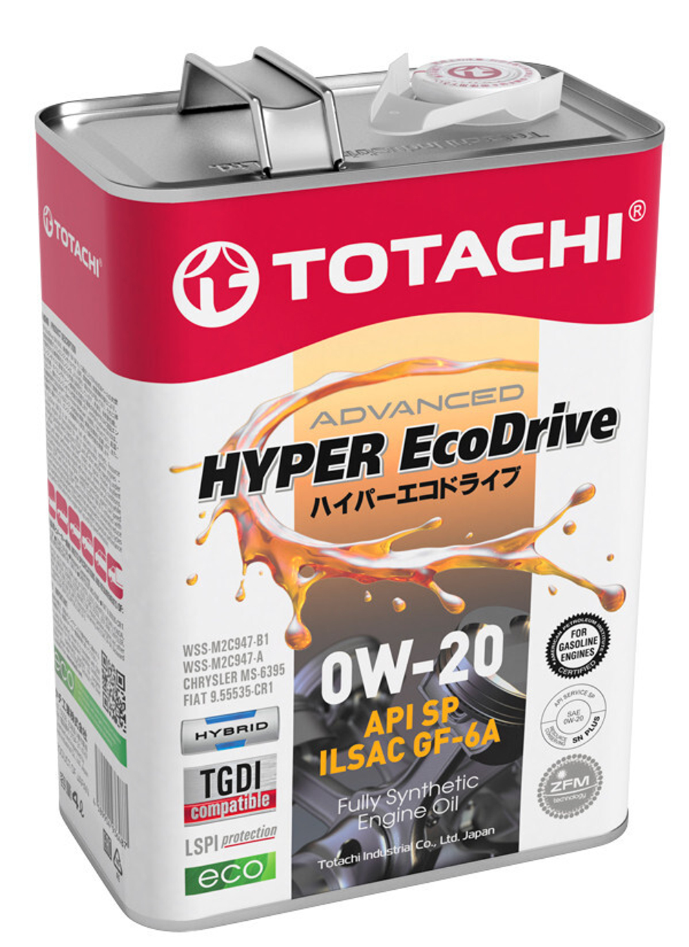 Масло моторное синтетическое TOTACHI 0W-20 HYPER Ecodrive Fully Synthetic SP/RC/GF-6A  4л