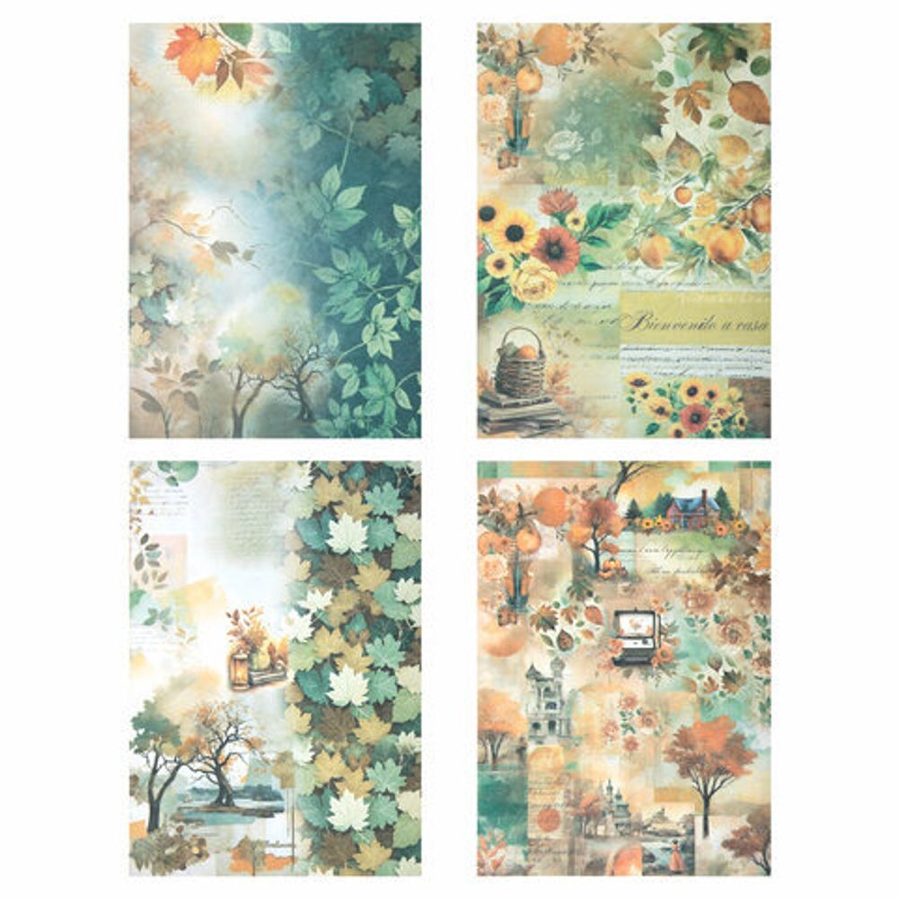 Бумага для скрапбукинга 15х21 см "Осень", двусторонняя, 12 листов, 240 г/м2, ОСТРОВ СОКРОВИЩ, 665446