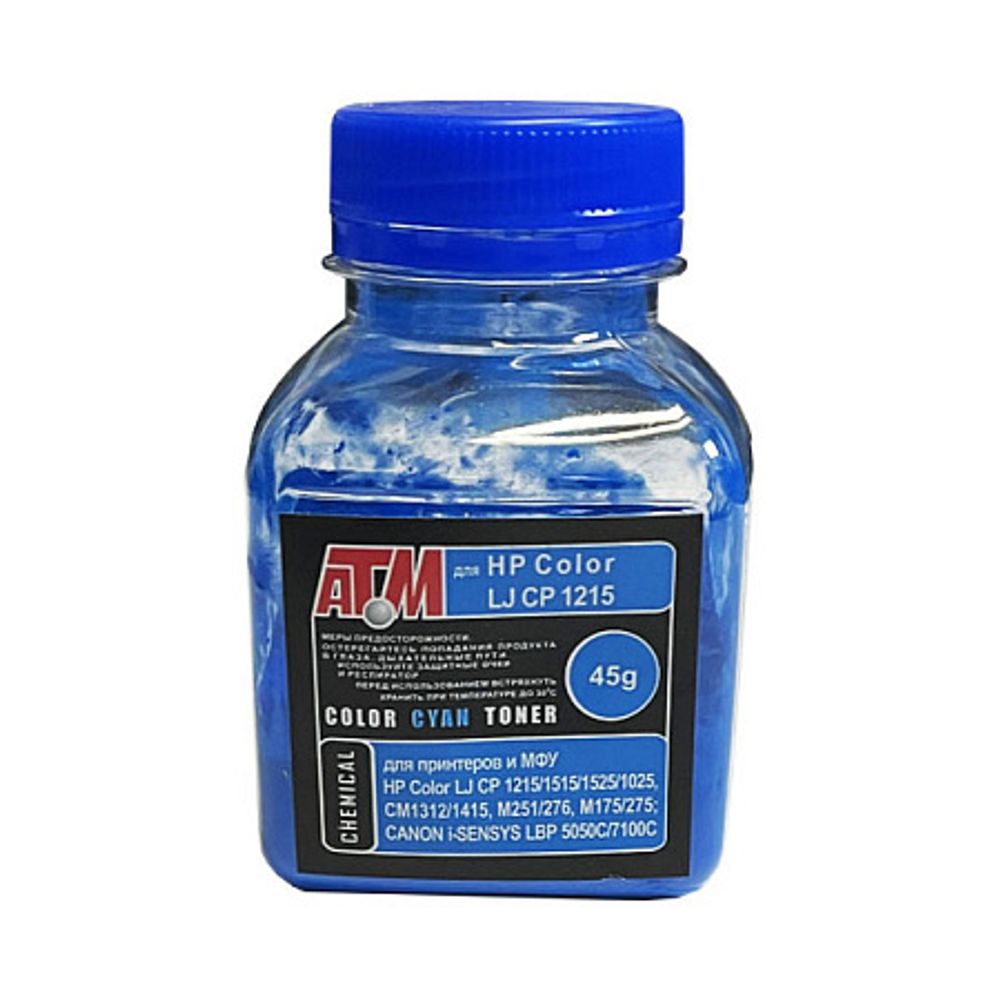 Тонер для HP Color LJ CP 1215/1515/1525/СМ1312/CM1415/CP1025/2025 (45гр, голубой, Chemical) ATM