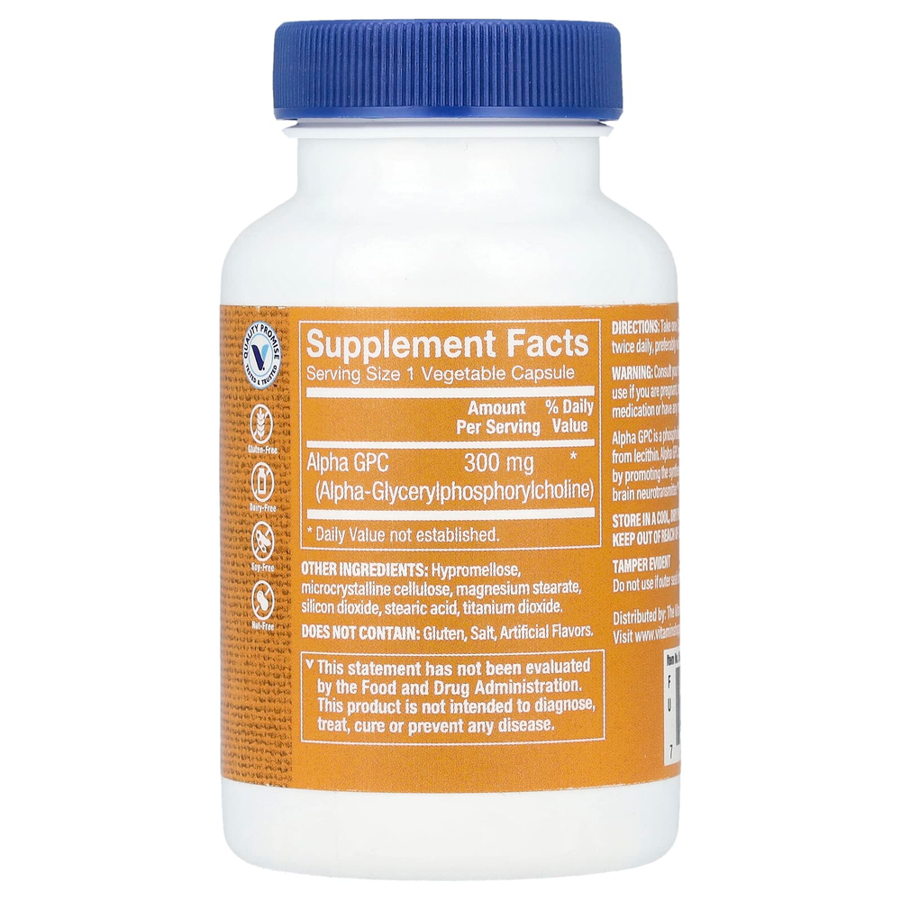 The Vitamin Shoppe, Alpha GPC, 300 мг, 60 растительных капсул
