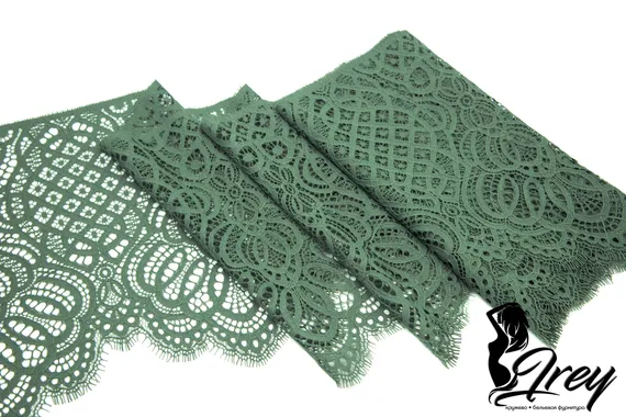 01-58 Кружево шантильи 25 см, олива