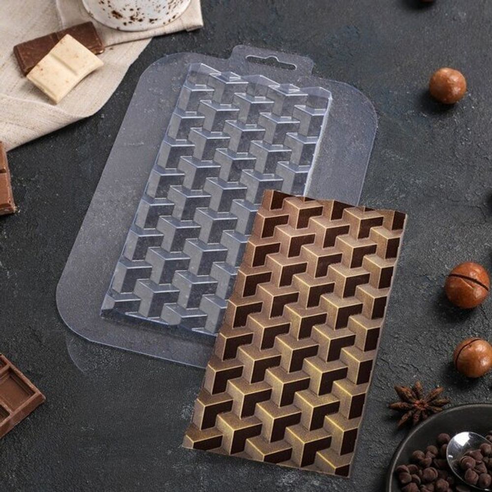 Форма для шоколада пластиковая «Плитка Кубики Экстра»