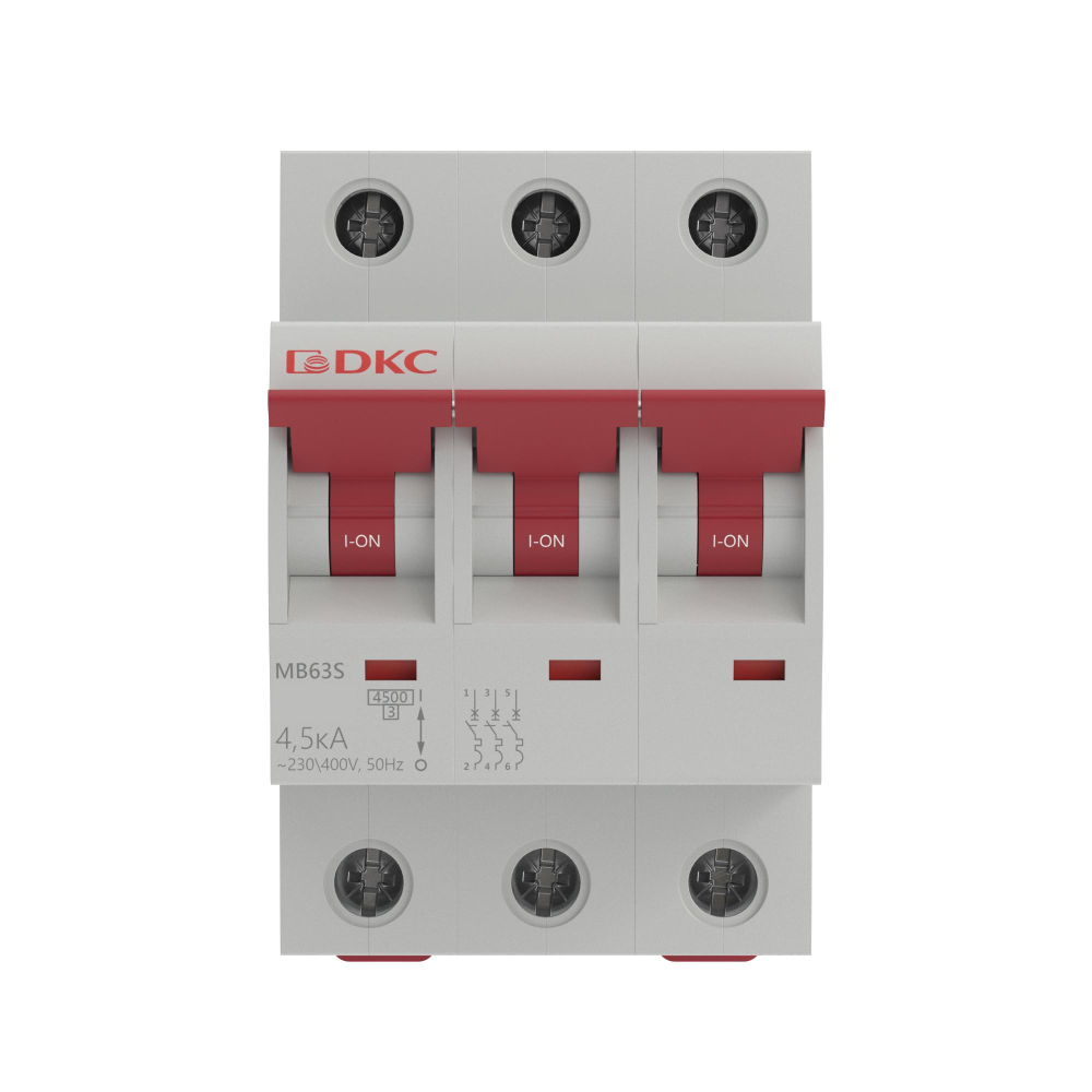 Модульный автоматический выключатель YON MB63, 3P, характеристика C, 6A, 4,5kA