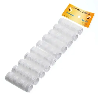 Нитки в наборе 10шт, цвет белый, 40м.