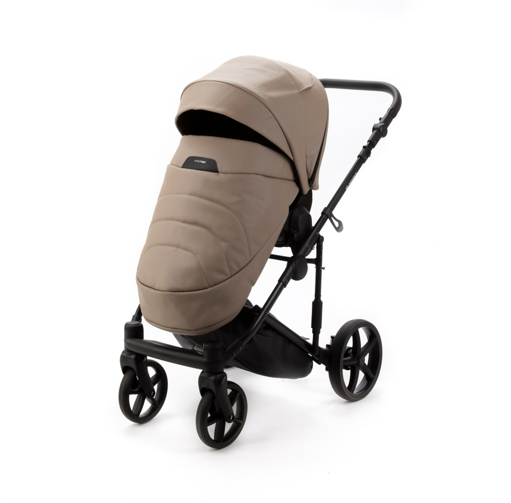 Детская универсальная коляска Adamex ZICO NEW Deluxe ZN-SA9 2в1 (Темно-бежевая экокожа)