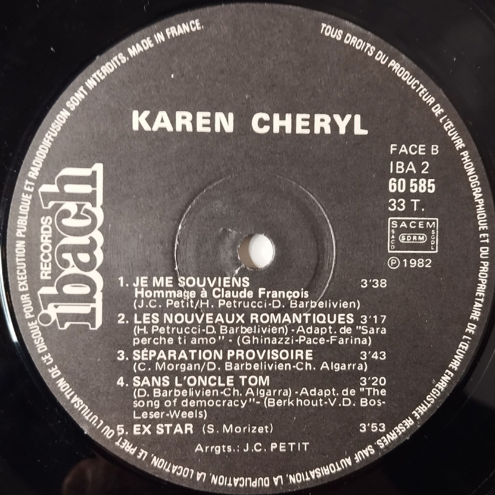 Винтажная виниловая пластинка LP Karen Cheryl (France 1982)