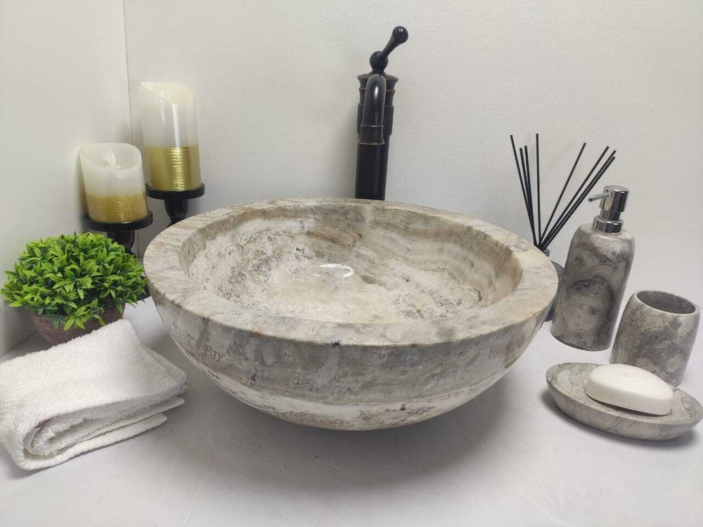 Раковина из оникса Bowl Grey Dott BO-60268 40*40*15