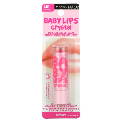 Maybelline, Baby Lips Crystal, увлажняющий бальзам для губ, розовый кварц 140, 4,4 г