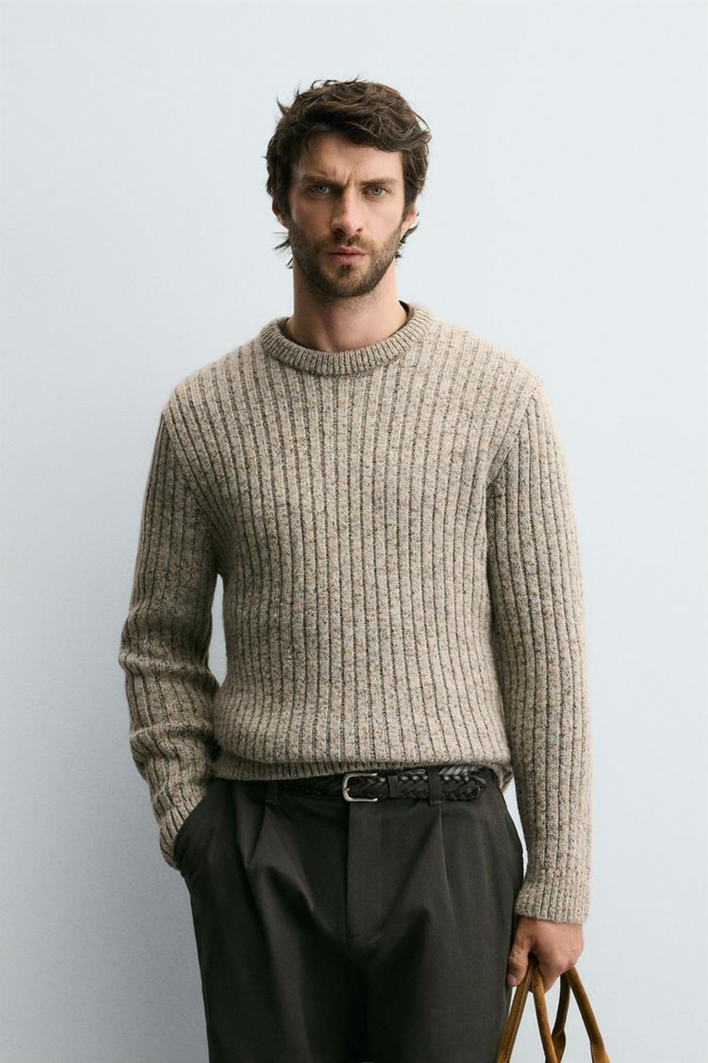 ZARA СВИТЕР В РУБЧИК, ЗЕЛЕНОВАТО-СИНИЙ