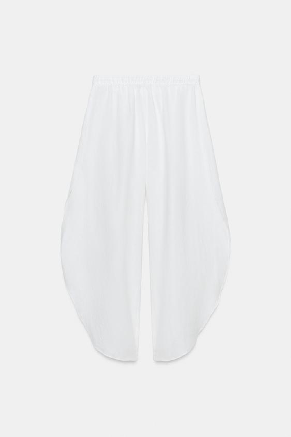 ZARA БРЮКИ ИЗ ЛЬНА С РАЗРЕЗАМИ — ZW COLLECTION, БЕЛЫЙ