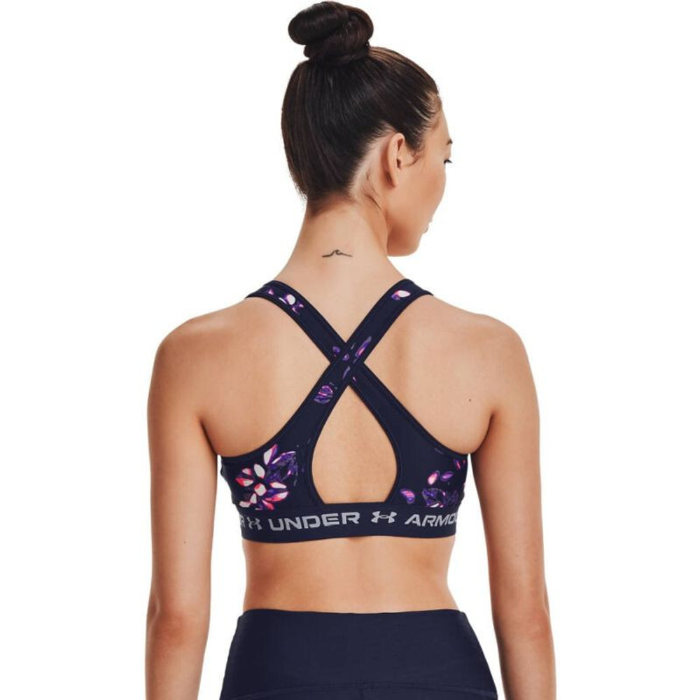 ТОП теннисный Under Armour Women's Armour Mid Crossback Printed Sports Bra - небесный