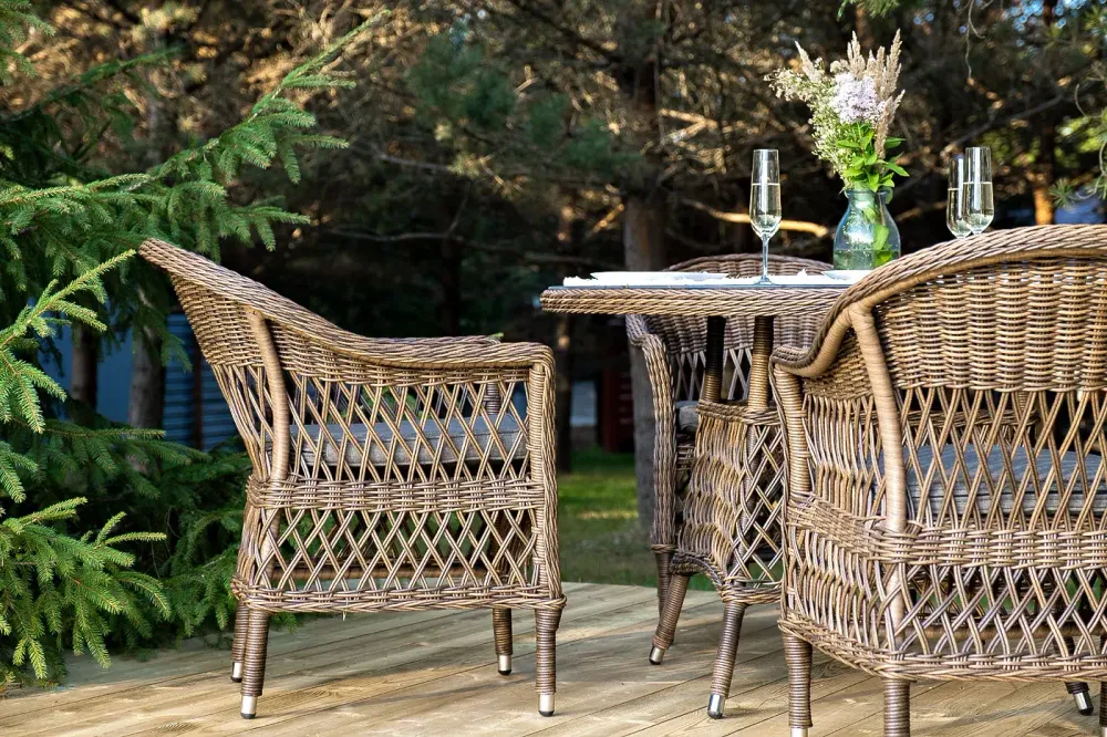 "Дольче" обеденная группа из искусственного ротанга, цвет коричневый