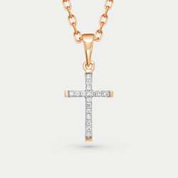 Крест из розового золота 585 пробы с бриллиантами (арт. 3210-151-00-00)