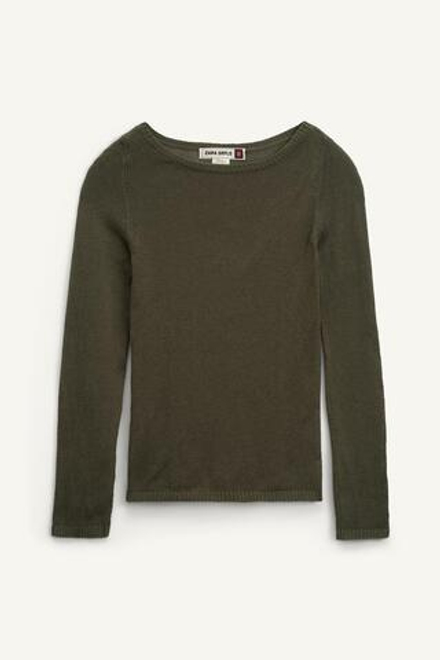 ZARA ДЖЕМПЕР ТОНКОЙ ВЯЗКИ С КРУГЛЫМ ВЫРЕЗОМ, СВЕТЛО-КОРИЧНЕВЫЙ