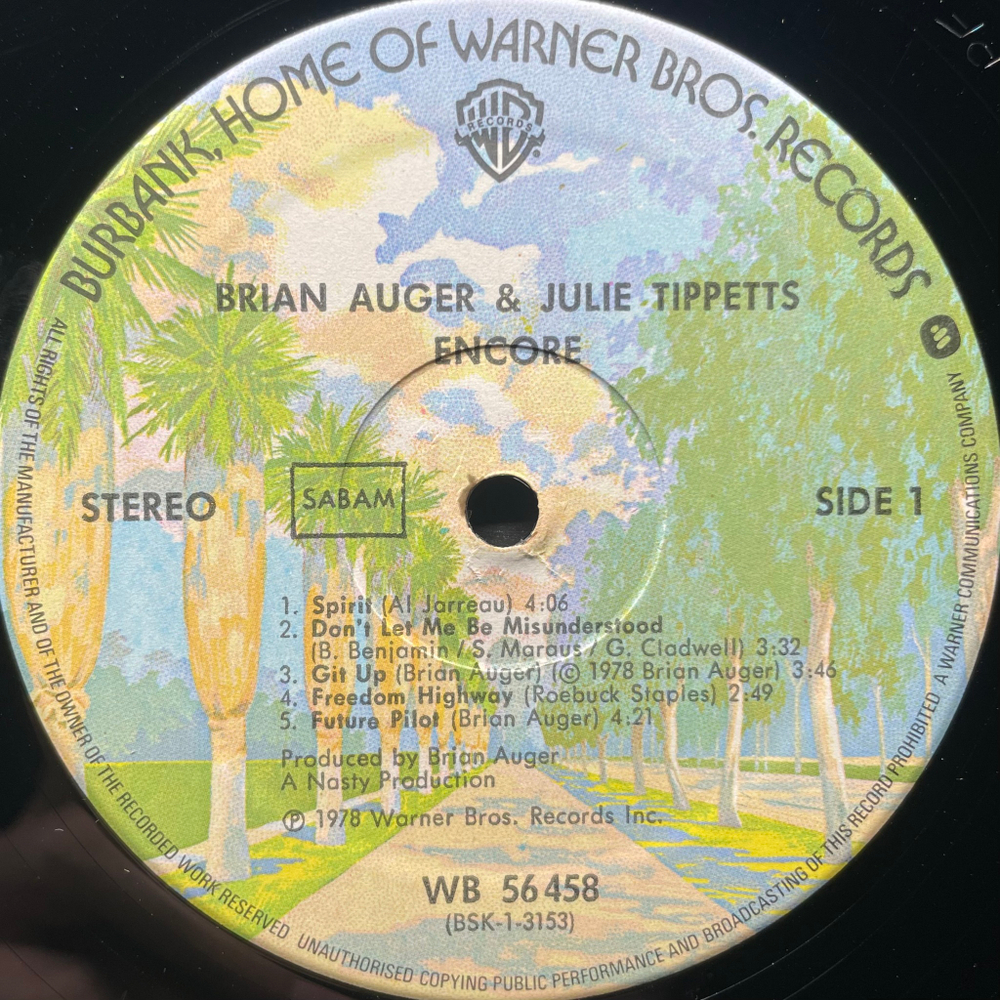 Brian Auger & Julie Tippetts ‎– Encore (Бельгия 1978г.)