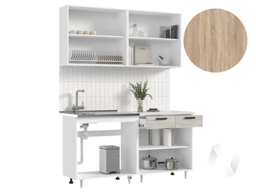 Кухня Рио NEW ЛДСП 1;6м (белый/дуб крафт белый/сонома)